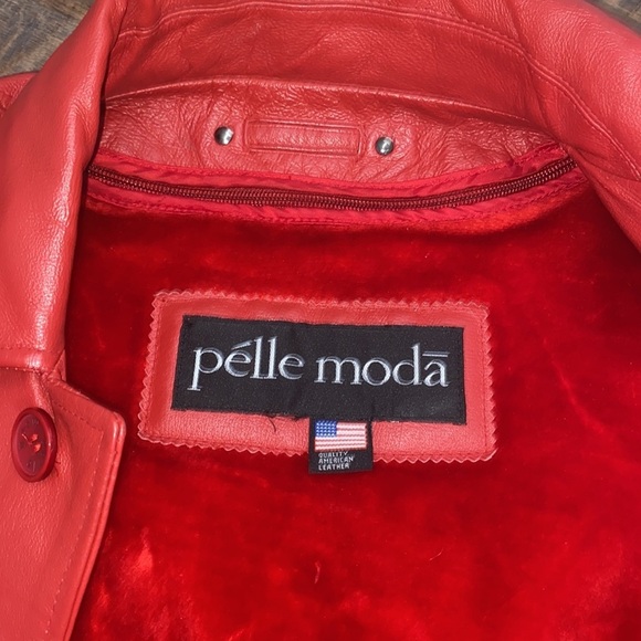 VNTG RED FULL GRAIN LEATHER W/ZIP OUT LINING DEEP POCKETS SEXY JACKET MADE IN US - Picture 9 of 14